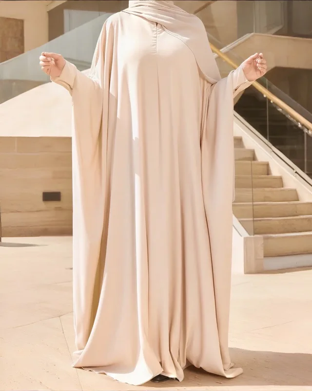 ABAYA NIDAH PREMIUM BEIGE – COUPE SAOUDIENNE | AMCOSMETIK