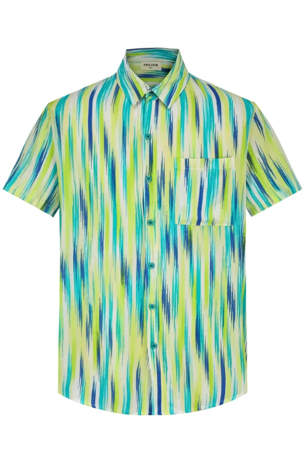 Camisa Havaiana Abstract Lines Verde | Definne