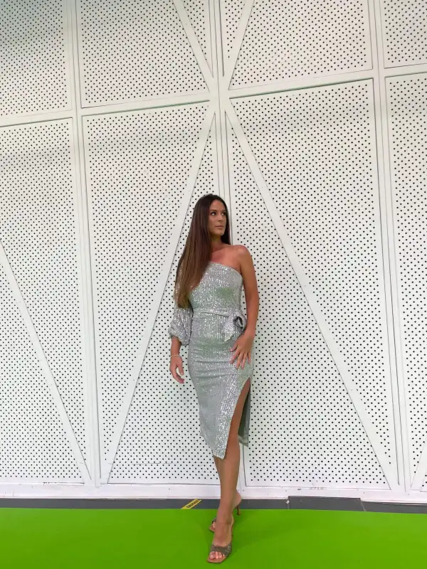 Robe asymétrique à sequins | Pink Corner 974