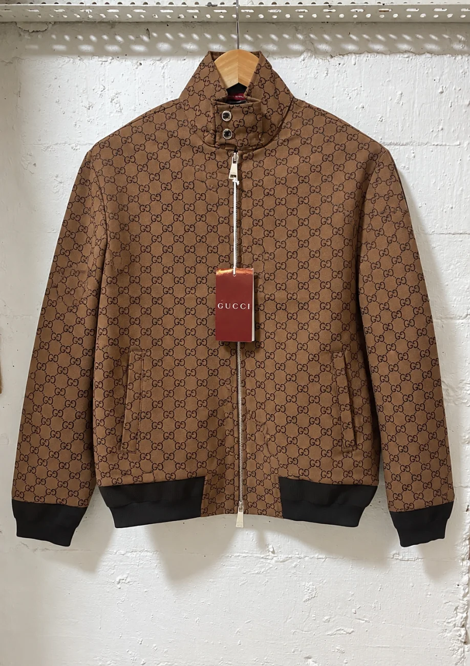 Gucci Firenze 1921 Monogram Zip Up Jacket Brown | 
