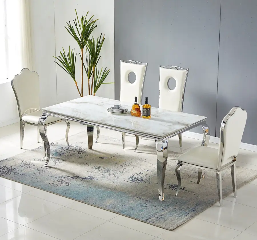 Table à manger Baroque  Marbré Argnetée  | MULTI-AFFAIRES