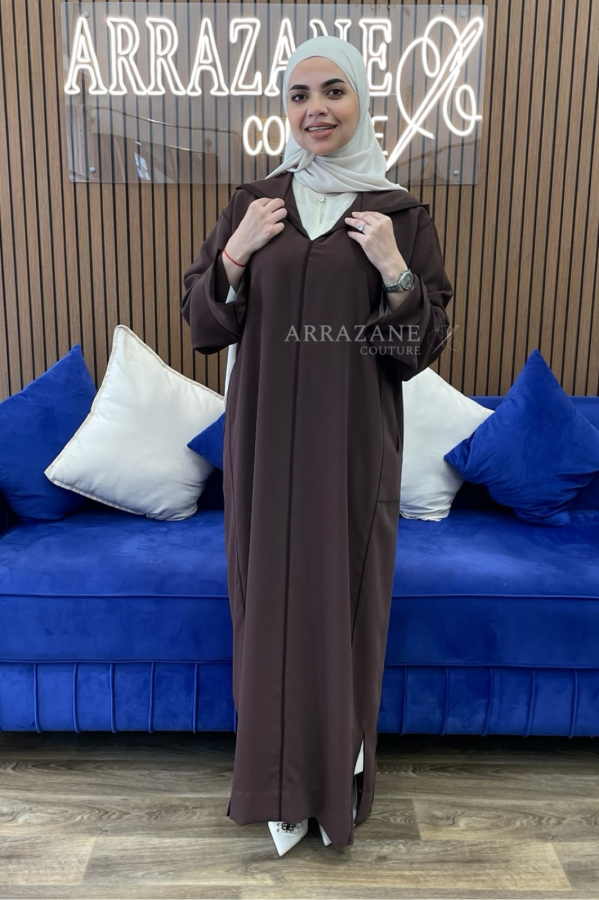 Djellaba Crêpe Berchman Kherat Marron | CasaZaz