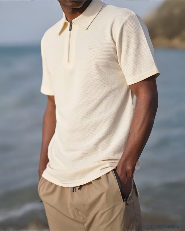 POLO ZIP KETEN ECRU – QABA’IL S25 | AMCOSMETIK