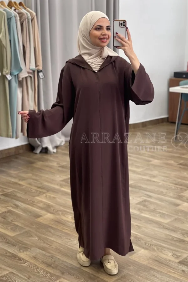 Djellaba Crêpe Berchman Kherat Marron | CasaZaz