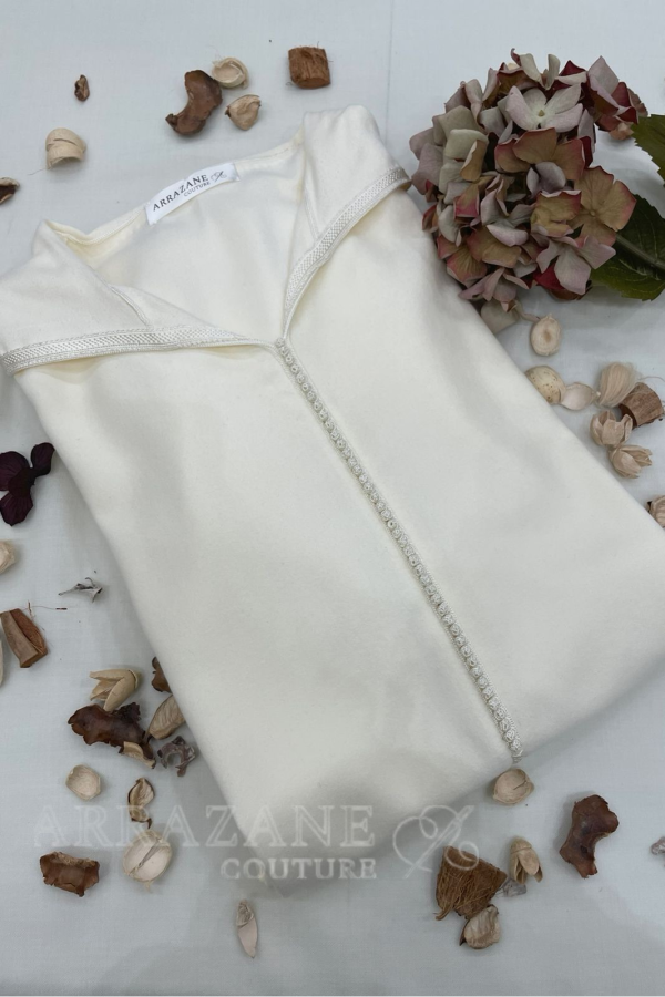 Djellaba Cachemire eakidat Blanc Cassé | CasaZaz