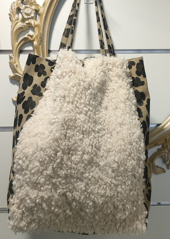 Sac caba  moumoute et cuir | Etincelle 