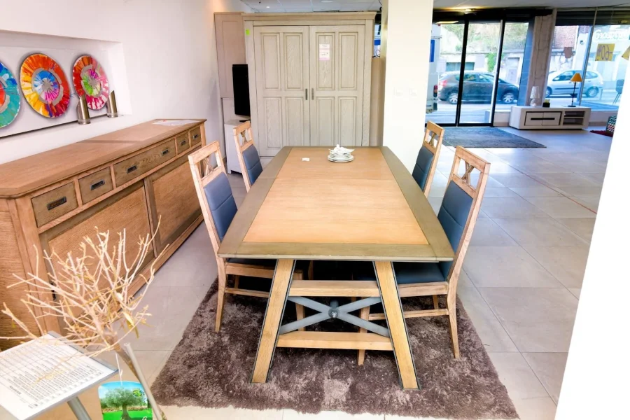 Table ovale pieds fer et bois | MULTI-AFFAIRES