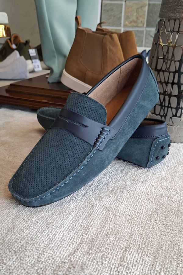Mocassim Riveleft premium em camurça Vertbleu Cod.921 | definne