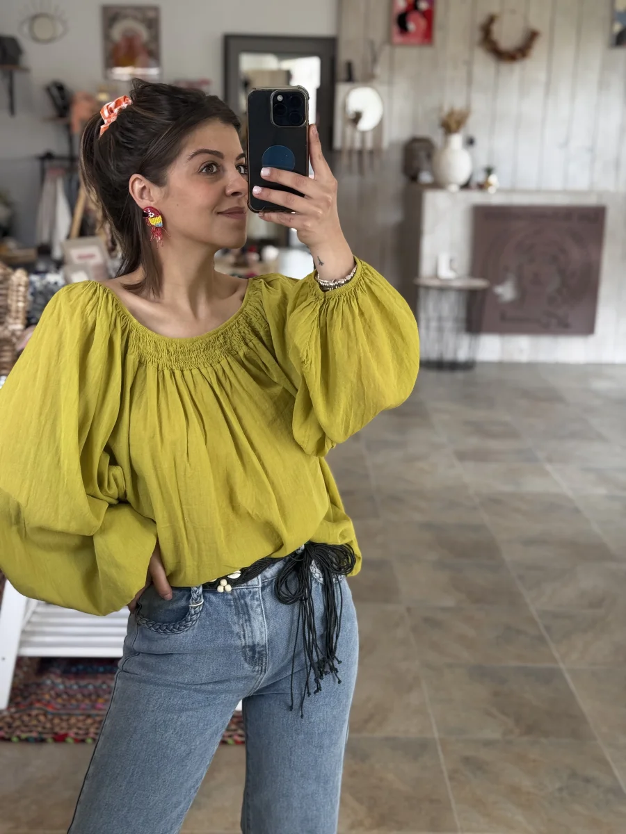 Blouse AGATHE vert anis | Les bohemiennes Le Bouscat