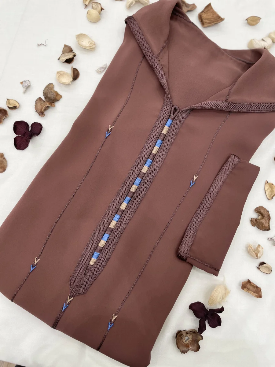 Djellaba crêpe taasab marron | CasaZaz