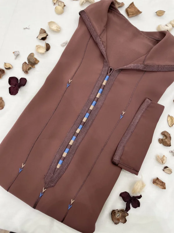 Djellaba crêpe taasab marron | CasaZaz