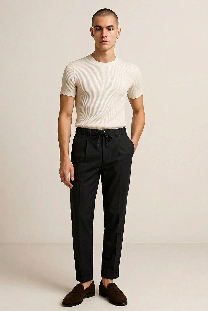 Pantaloni Uomo Classici con Coulisse - Nero | GIMARK