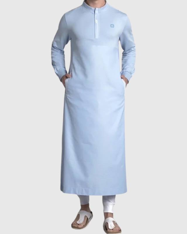 QAMIS LONG SUBTIL BLEU CIEL ET BLANC | AMCOSMETIK