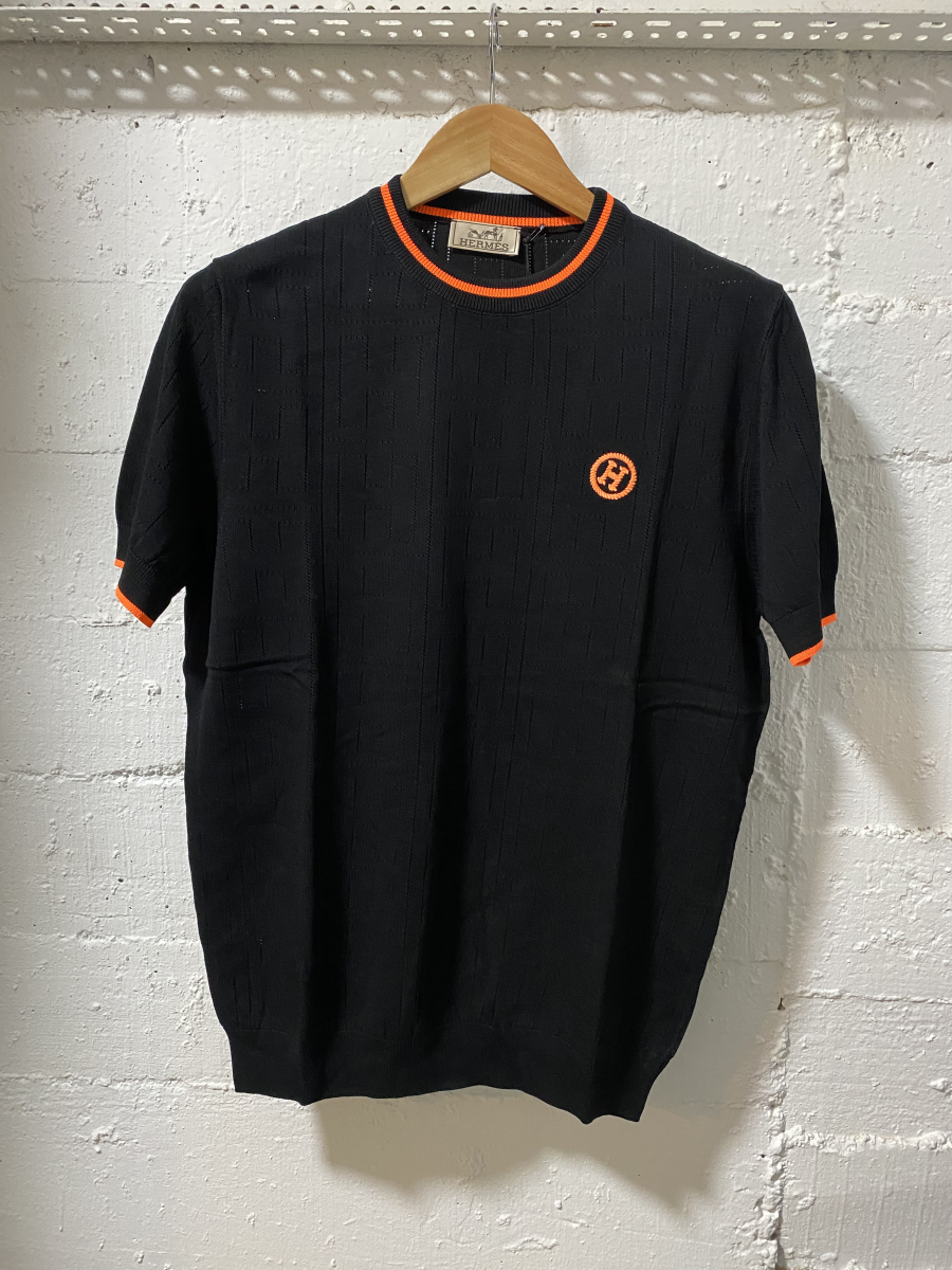 Hermes Paris T-Shirt Black H Orange | 