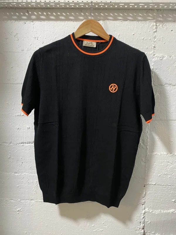 Hermes Paris T-Shirt Black H Orange | MASSIMOLUXURYOUTLET