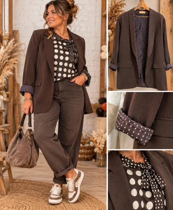 Blazer " charlie" marron 40 au 50/52 | Les Chics Filles by Sab
