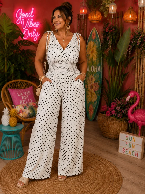 Combi pantalon " lolo" blanche 36 au 52 | Les Chics Filles by Sab 