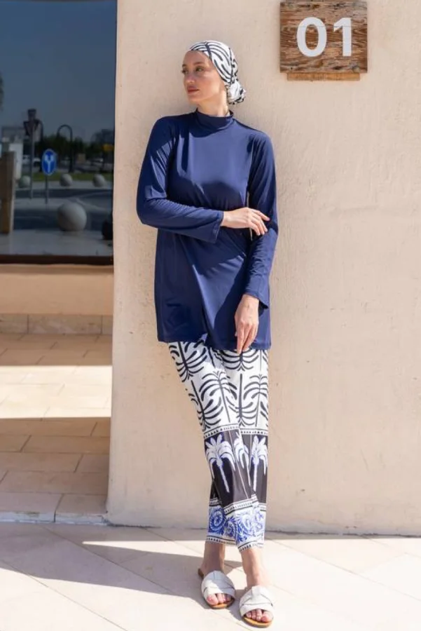 Burkini Palmiye Imprimé Lacivert | CasaZaz