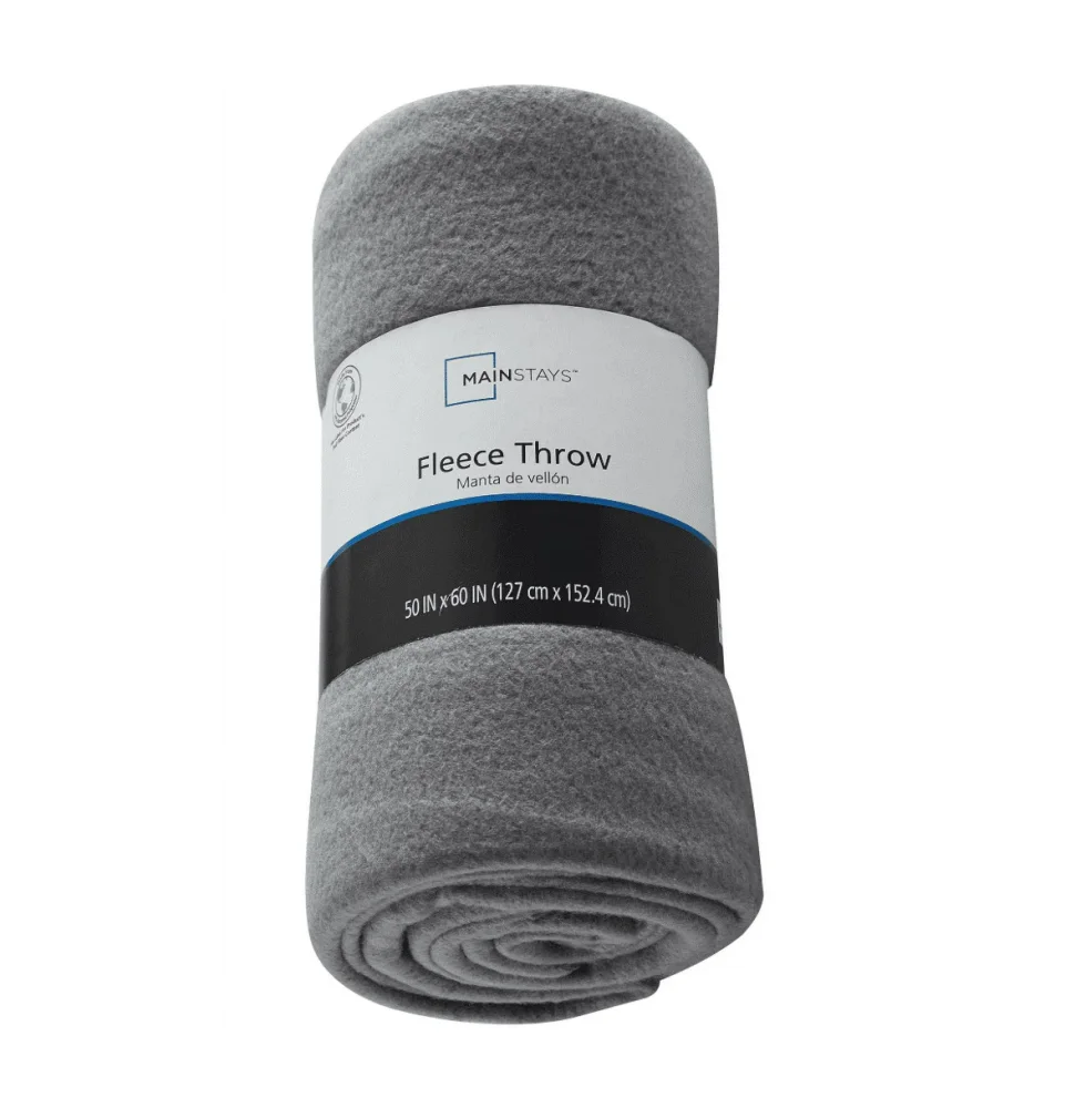 Mainstays Gray Flannel Fleece Throw Blanket 50" x 60" | Home & Kitchen Delights