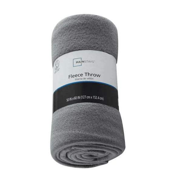 Mainstays Gray Flannel Fleece Throw Blanket 50" x 60" | Home & Kitchen Delights