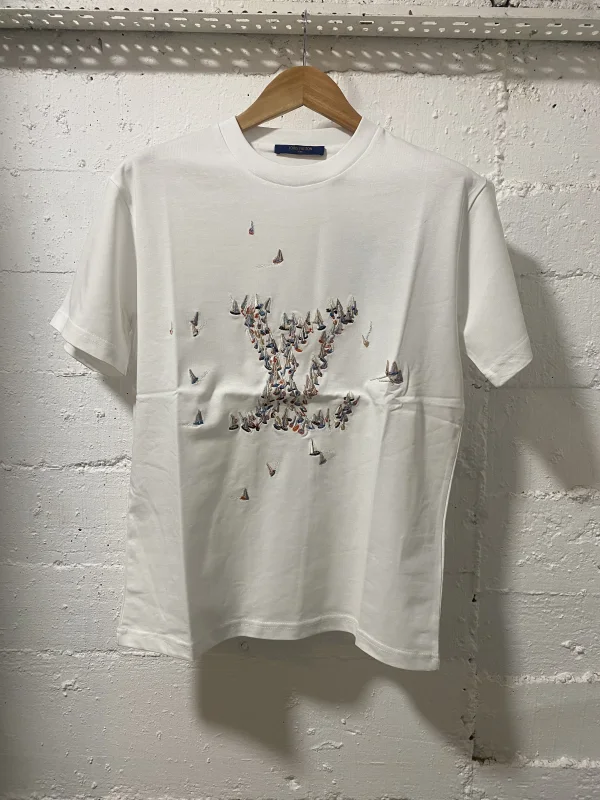 Louis Vuitton T-Shirt Embroidered White  | MASSIMOLUXURYOUTLET