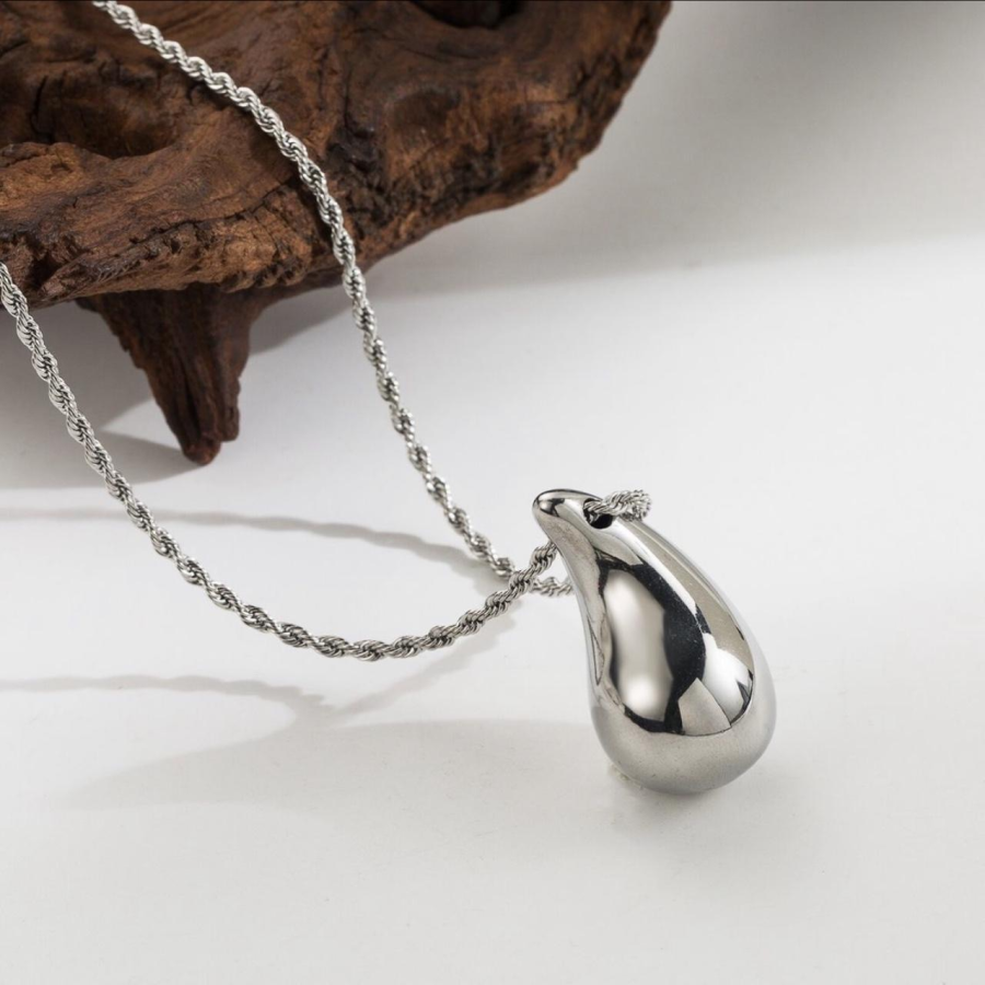 WATER DROPLET Necklace Silver  | 💖 𝕄𝕠𝕕𝕖𝕝 𝔻𝕠𝕝𝕝 💖💋