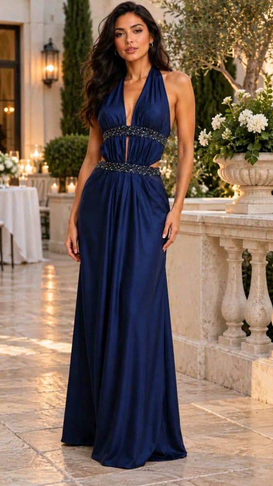 VESTIDO ZAFIRA | AZUL NOCHE | Outfit Deluxe