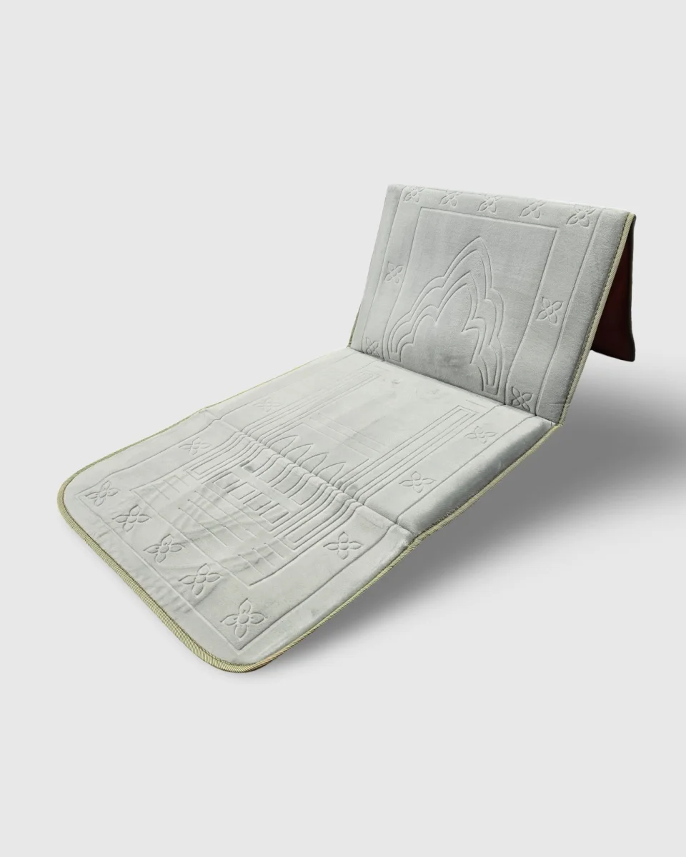 TAPIS DE PRIERE PLIABLE PLATINE AVEC DOSSIER | AMCOSMETIK