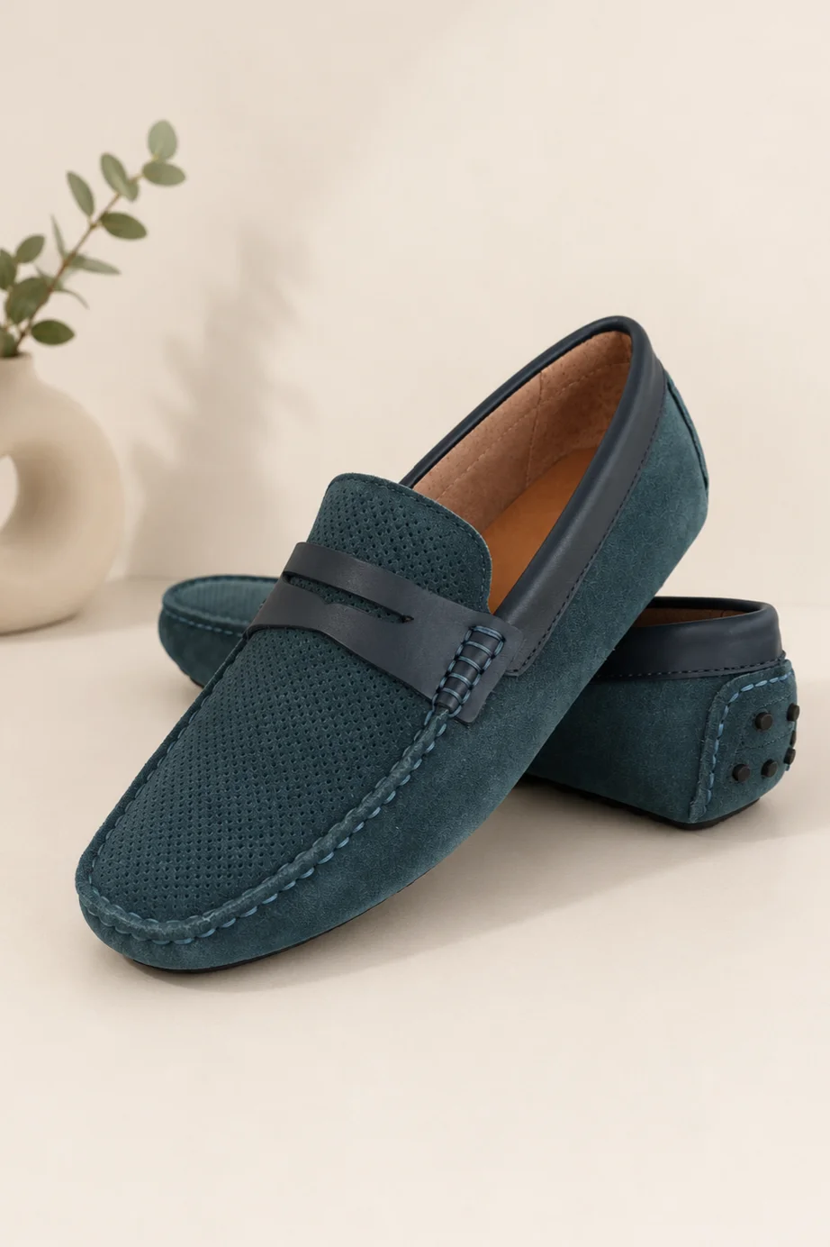 Mocassim Riveleft premium em camurça Vertbleu Cod.921 | definne
