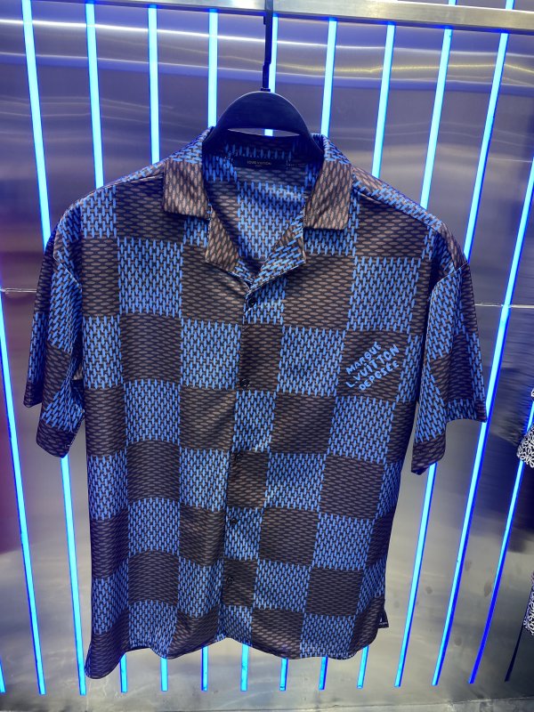 Louis Vuitton "Marque L.''Shirt Blue  | MASSIMOLUXURYOUTLET