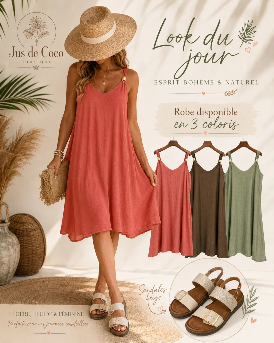 Robe perle kaki | Jus de coco