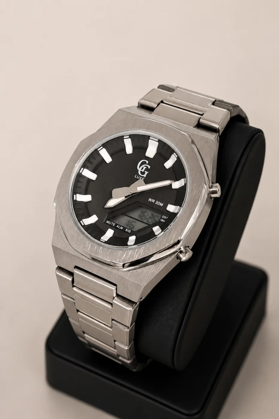 Relógio Silver e Black Edition Lux Analógico e Digital | definne