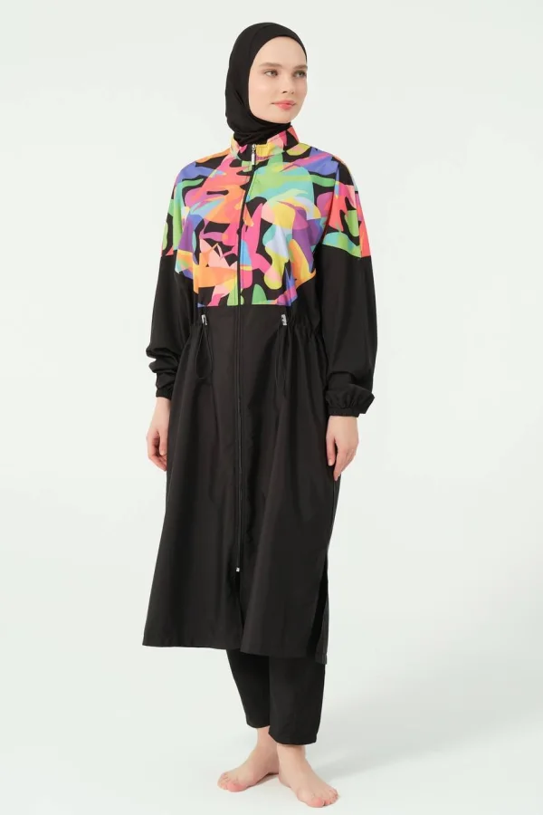Burkini Oversize Long Multicolore Noir | CasaZaz