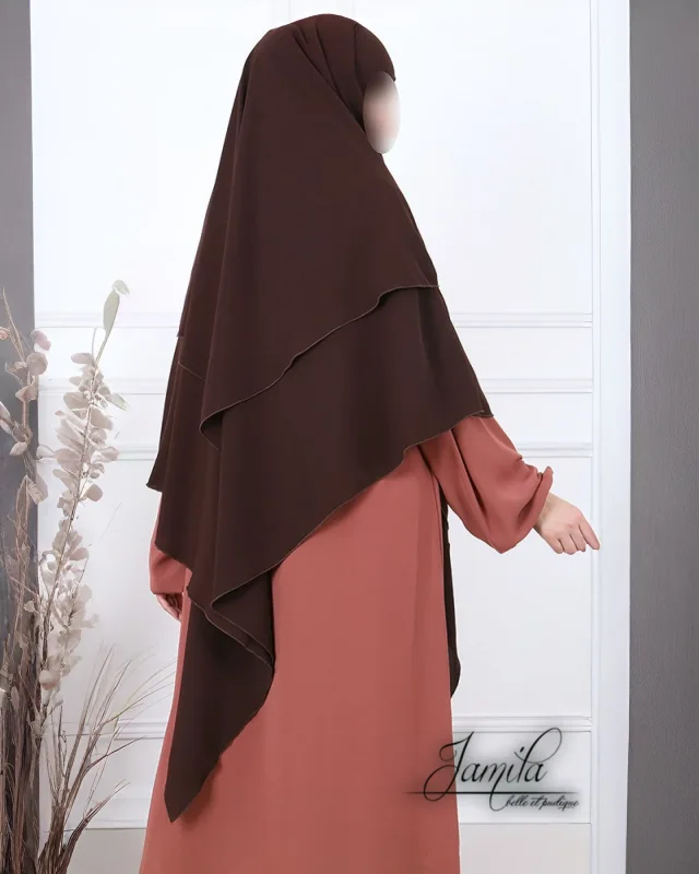 KHIMAR 2 VOILES EN MICROFIBRE ROYAL MARRON – LÉGER, FLUIDE ET ÉLÉGANT | AMCOSMETIK