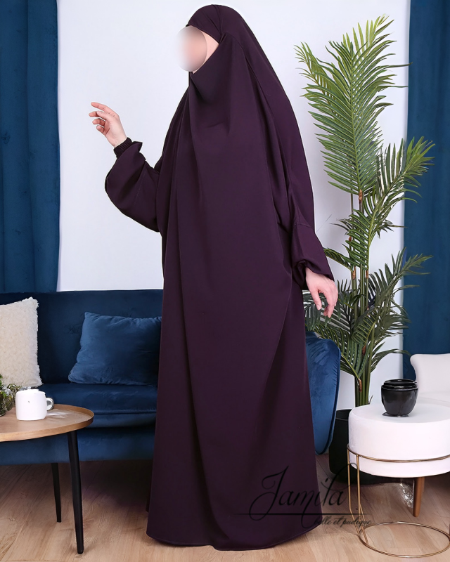 JILBAB 1 PIÈCE PRUNE - JAMILA  | AMCOSMETIK