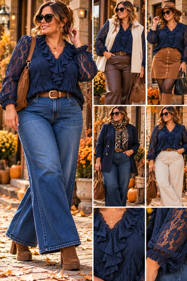Blouse " isa" marine 38 au 48 | Les Chics Filles by Sab