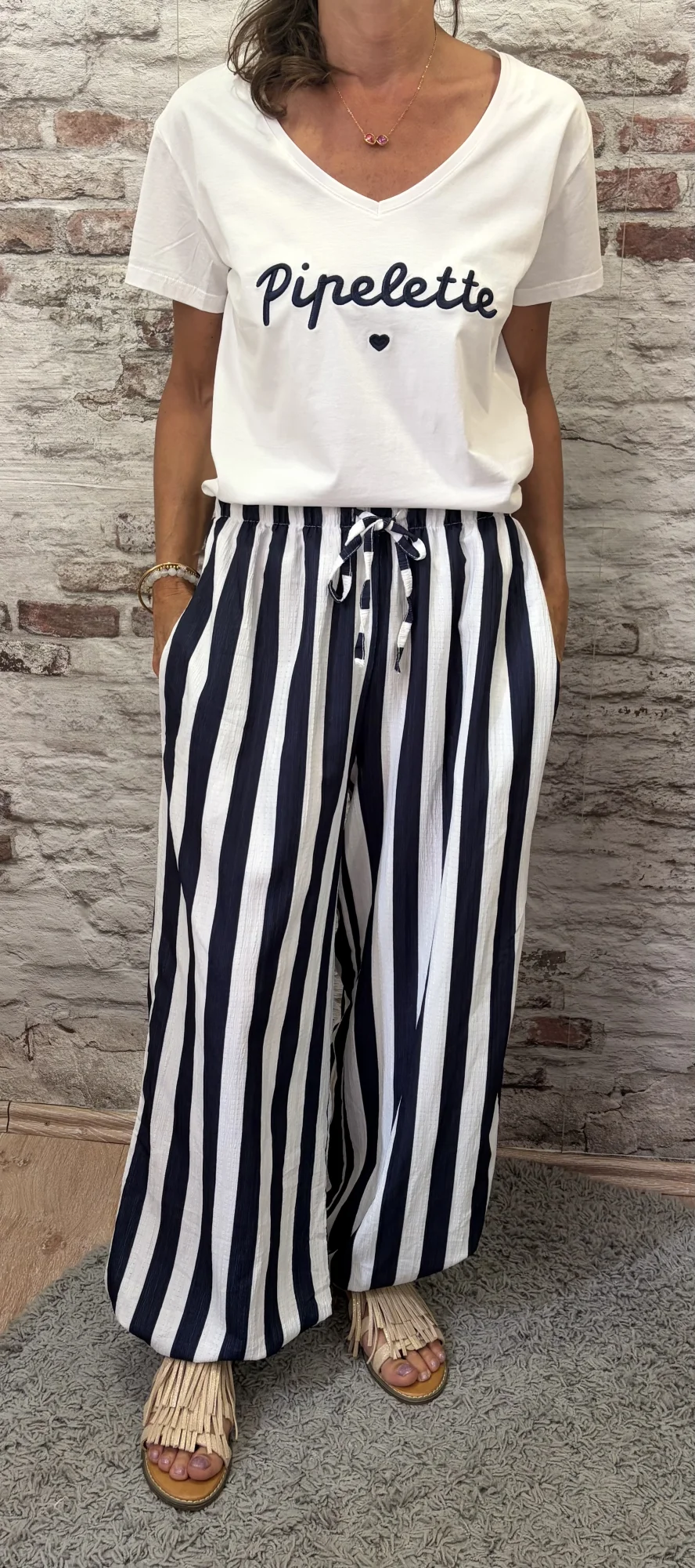 Pantalon ample rayé | Jus de coco