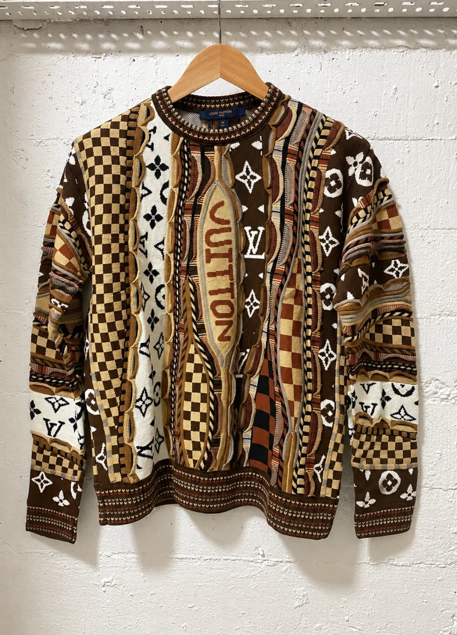 Louis Vuitton Monogram Patchwork Knit Sweater Brown | 