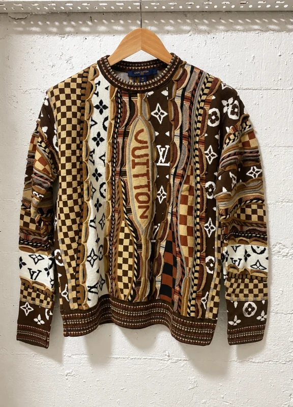 Louis Vuitton Monogram Patchwork Knit Sweater Brown | 