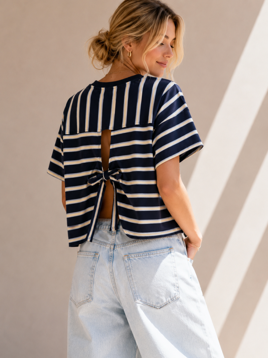 Ribbonback Stripe Tee | Salsa Color
