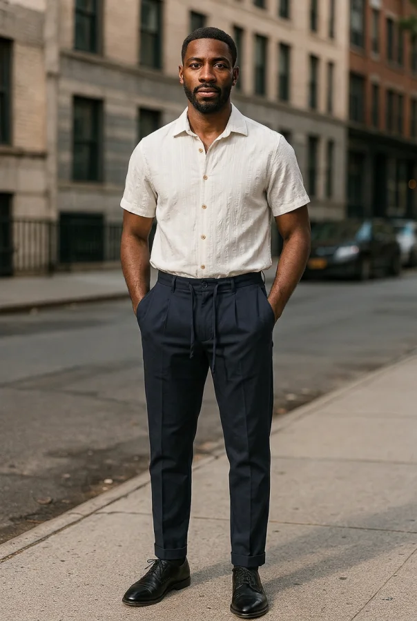 Camicia Uomo Mezza Manica in Misto Lino e Cotone - Sabbia | GIMARK