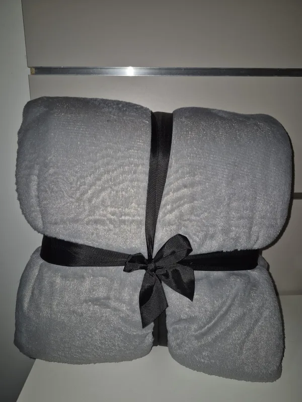 Plaid flannel sherpa gris brillant 200x240cm | FC Boutique