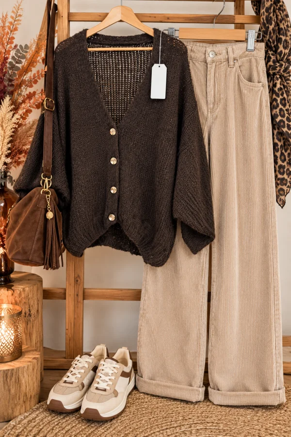 Gilet " giulia" marron 38 au 48/50 | Les Chics Filles by Sab