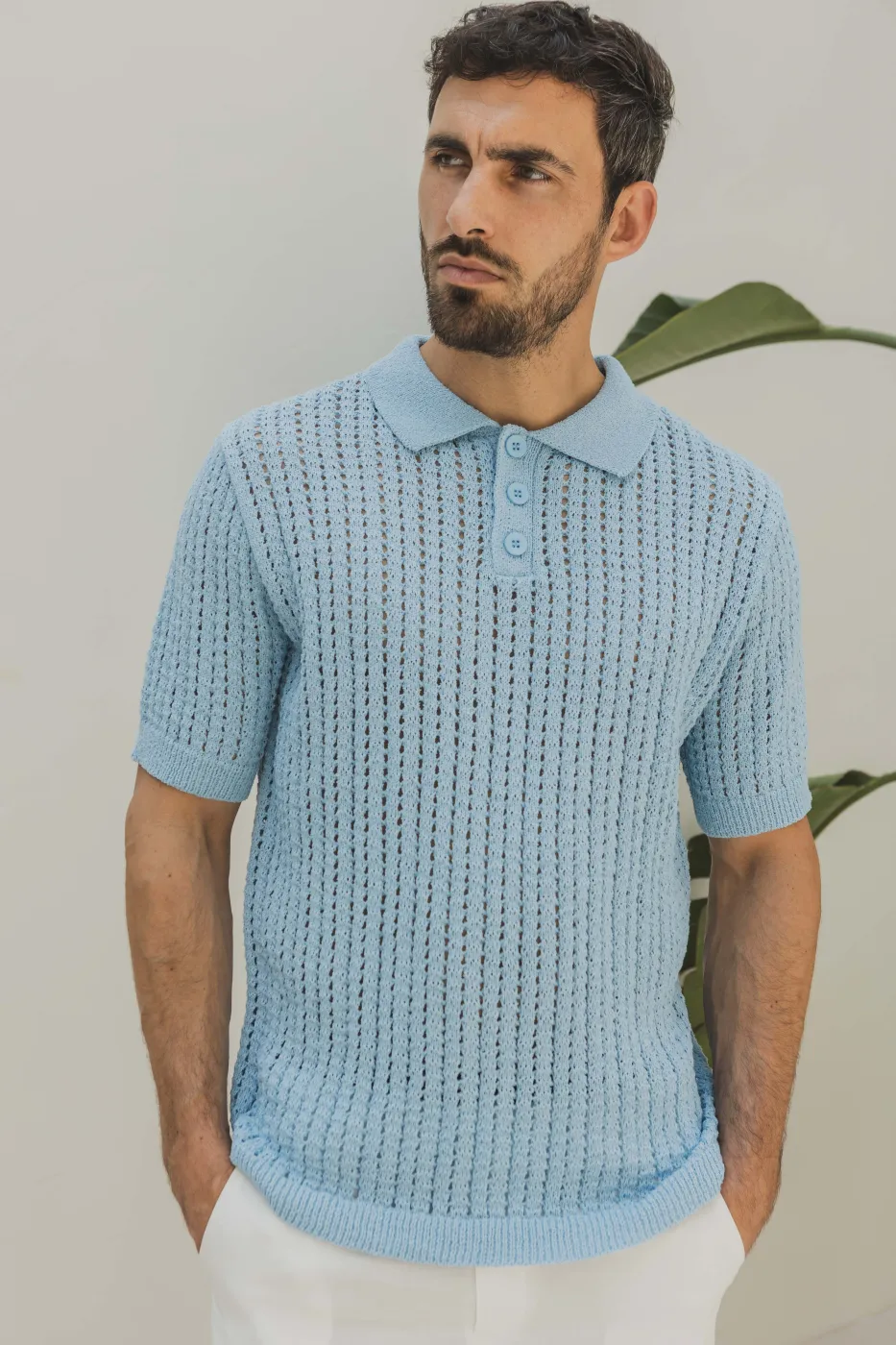 Polo de malha Tricot Azul Céu Cod. | definne