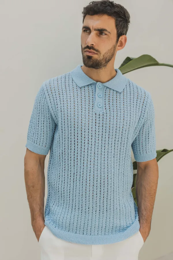 Polo de malha Tricot Azul Céu Cod. | definne