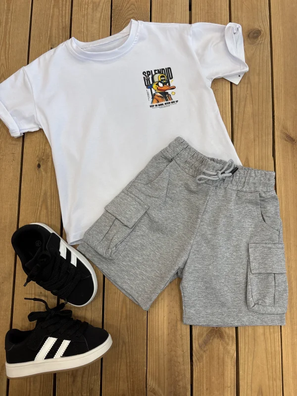 Short gris à poches matiere sweat  | Lena in Love 