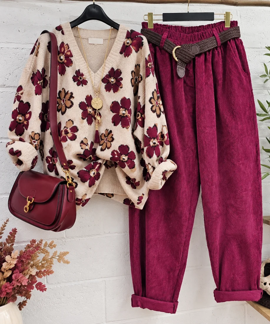 Pantalon " romane " bordeaux 38 au 48/50 | Les Chics Filles by Sab
