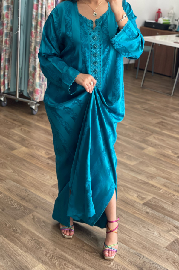 Caftan Jawhara Hssira Bleu Pétrol | CasaZaz