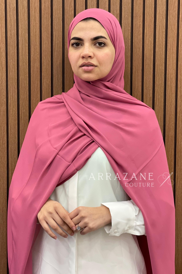 Châle Crêpe Uni Rose Fleur | CasaZaz