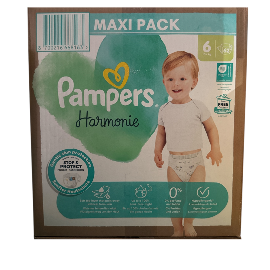 Taille 6 MAXI PACK Pampers HARMONIE  62 couches | Miniprix